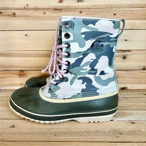 Sorel Jee Leather Premium Waterproof Camo Boots